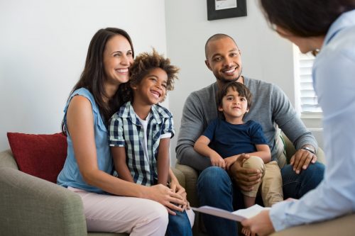 Family talking with counselor